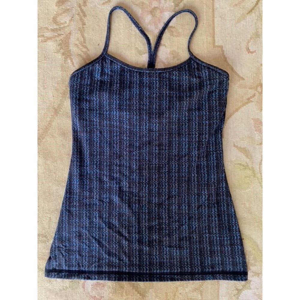 EUC Lululemon Blue Ziggy Wee Stripe Power Y Tank 6
